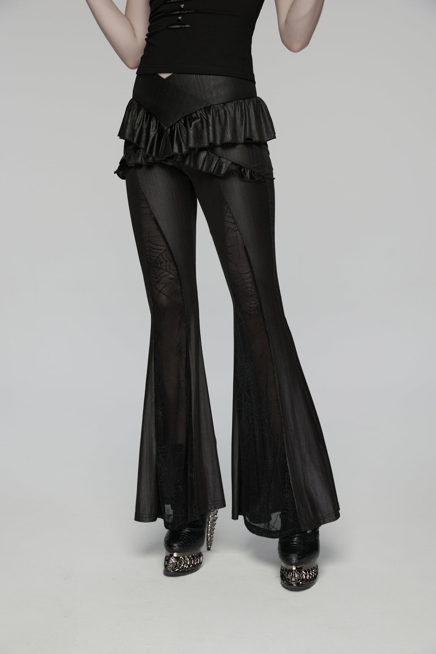 Punk Rave Bellatrix Goth Flared Pants in Black