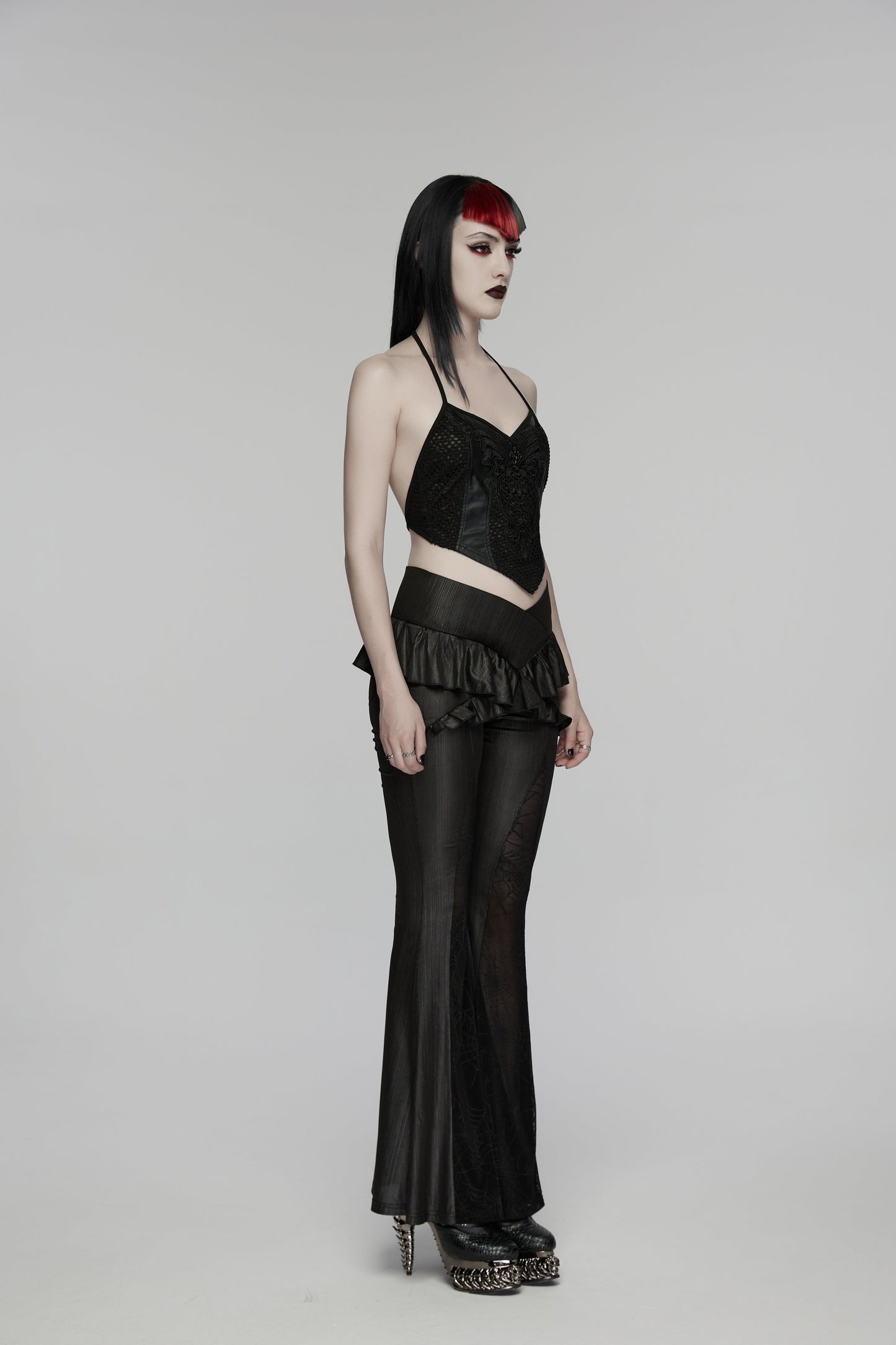 Punk Rave Bellatrix Goth Flared Pants in Black