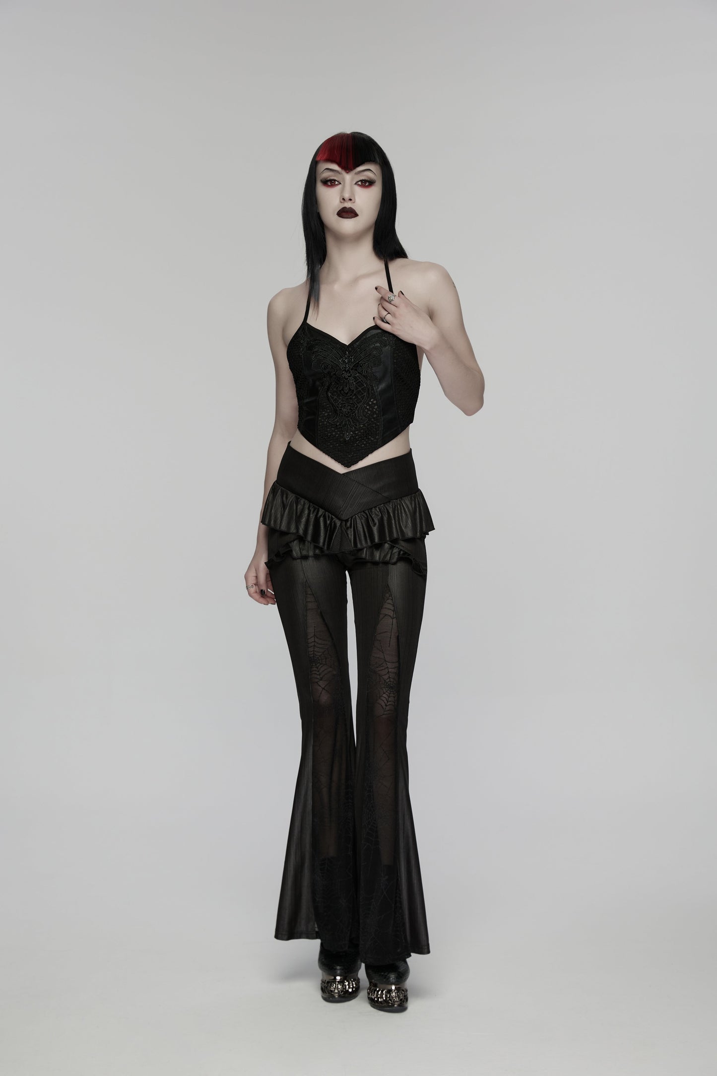 Punk Rave Bellatrix Goth Flared Pants in Black