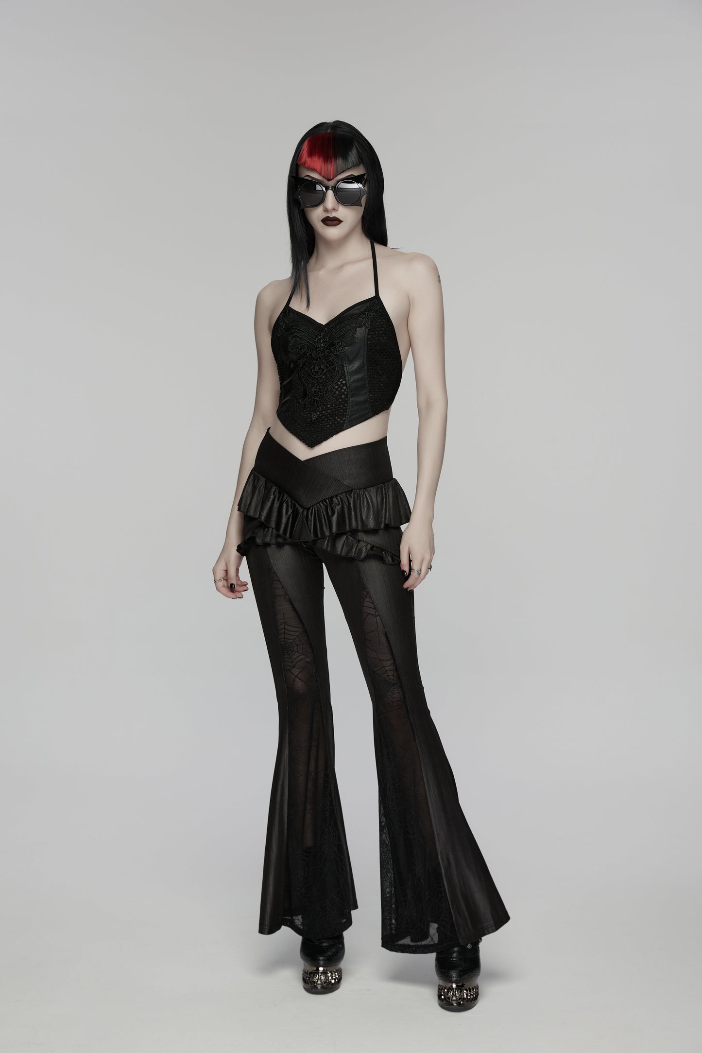 Punk Rave Bellatrix Goth Flared Pants in Black