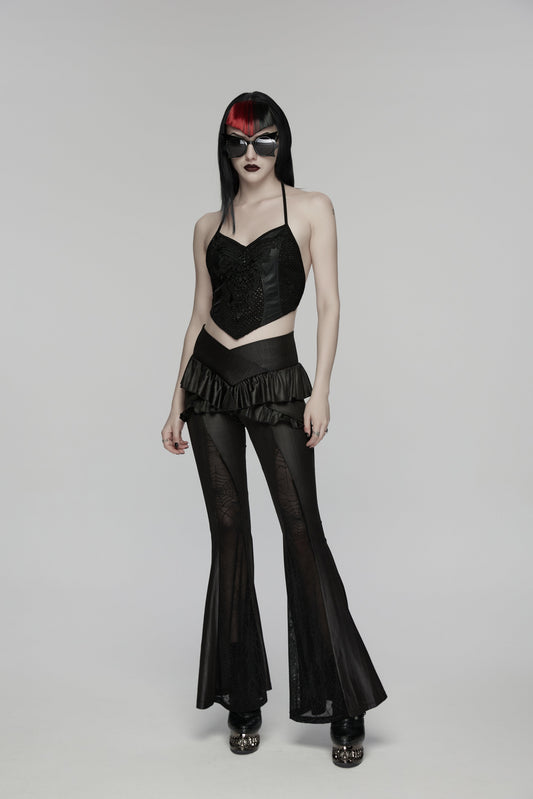 Punk Rave Bellatrix Goth Flared Pants in Black