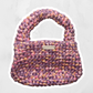 Chunky Handle Pink Crochet Loaf Handbag
