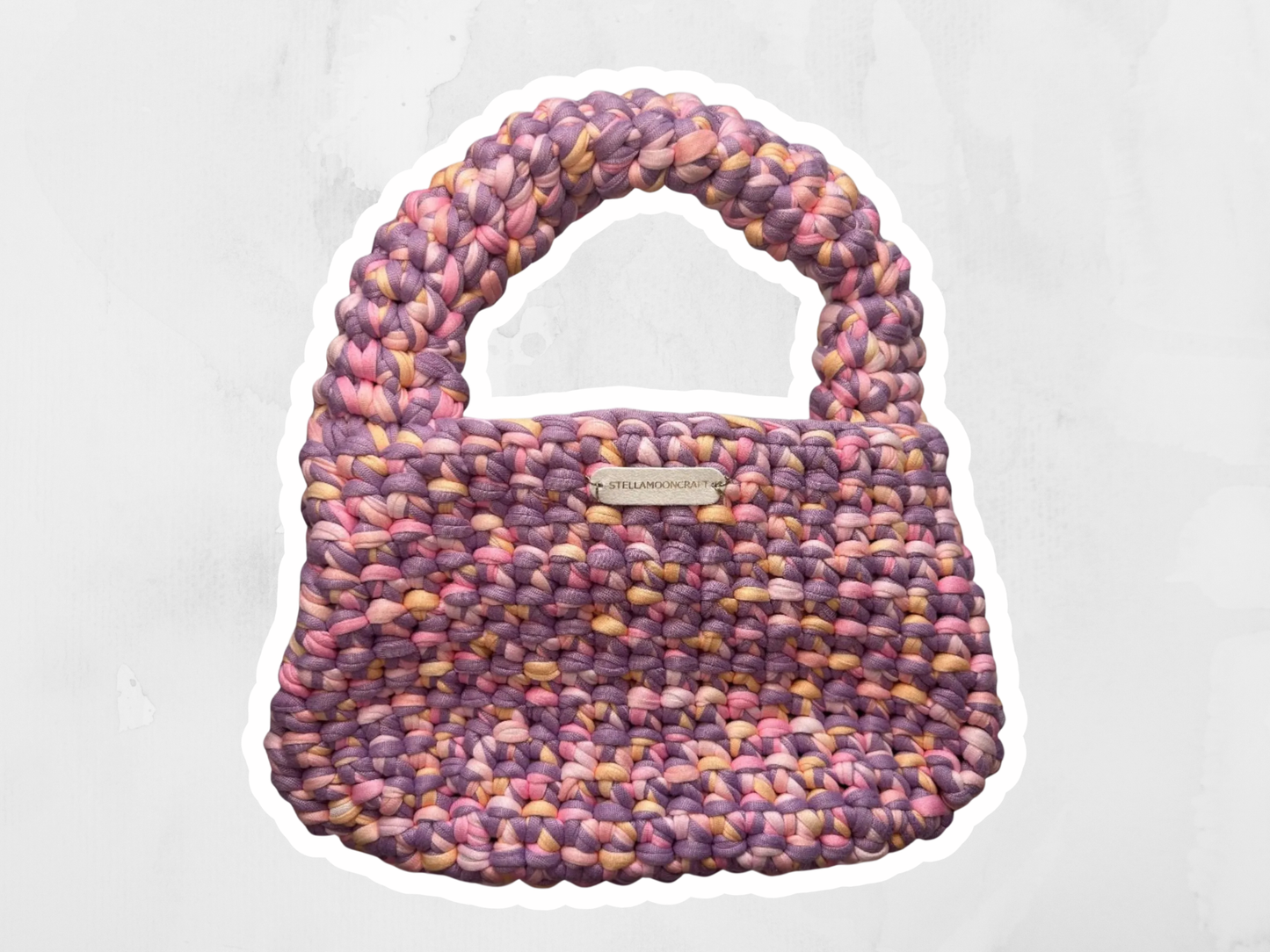 Chunky Handle Pink Crochet Loaf Handbag