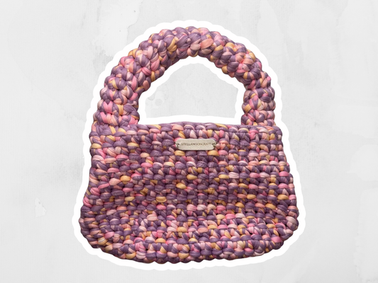 Chunky Handle Pink Crochet Loaf Handbag