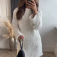 Vireous Long Sleeve Sparkling White Mini Dress