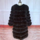 Avant Garde Ribbed Round-Neck Luxury Real Fox Fur Coat