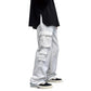 Vireous Men's Classic Wide Straight-Leg Cargo Pants in Black or White