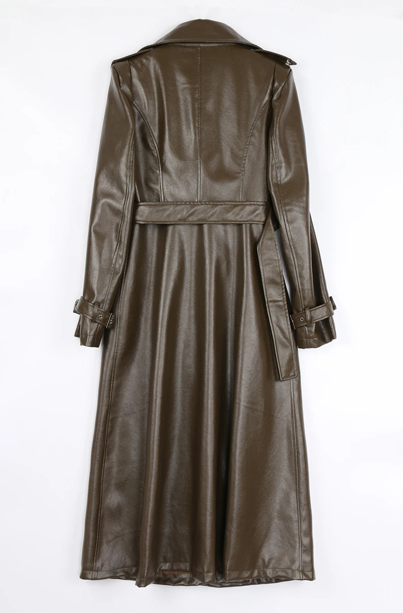 Nerazzurri Long White Leather Women's Coat, Catwalk Collection