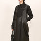 Black Faux-Leather Midi Dress, Avant Garde Loose Strap Dress, Plus Sizes