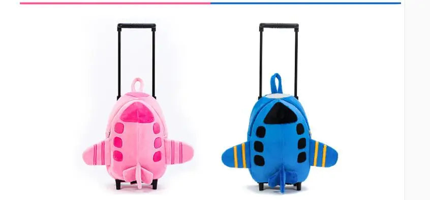 Airplane Design Kid's Rolling Backpack, Double-Use Travel Trolley