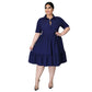 Classic Elegant Shirt Dress, Flounced Waist, Plus Sizes
