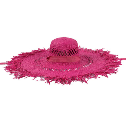 Women's Summer Raffia Hat, Wide Brimmed Sun Protection, Popping Colours