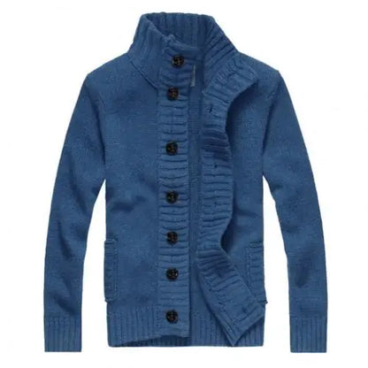 Vireous Men's High Collar Woollen Cardigan