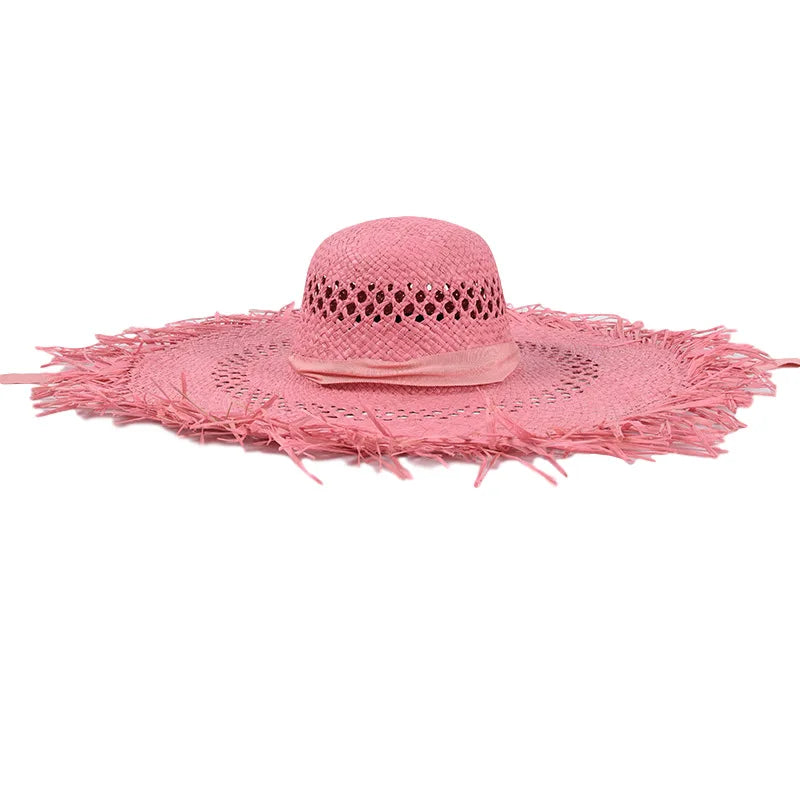 Women's Summer Raffia Hat, Wide Brimmed Sun Protection, Popping Colours