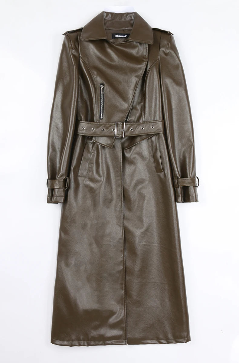Nerazzurri Long White Leather Women's Coat, Catwalk Collection