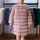 Avant Garde Ribbed Round-Neck Luxury Real Fox Fur Coat
