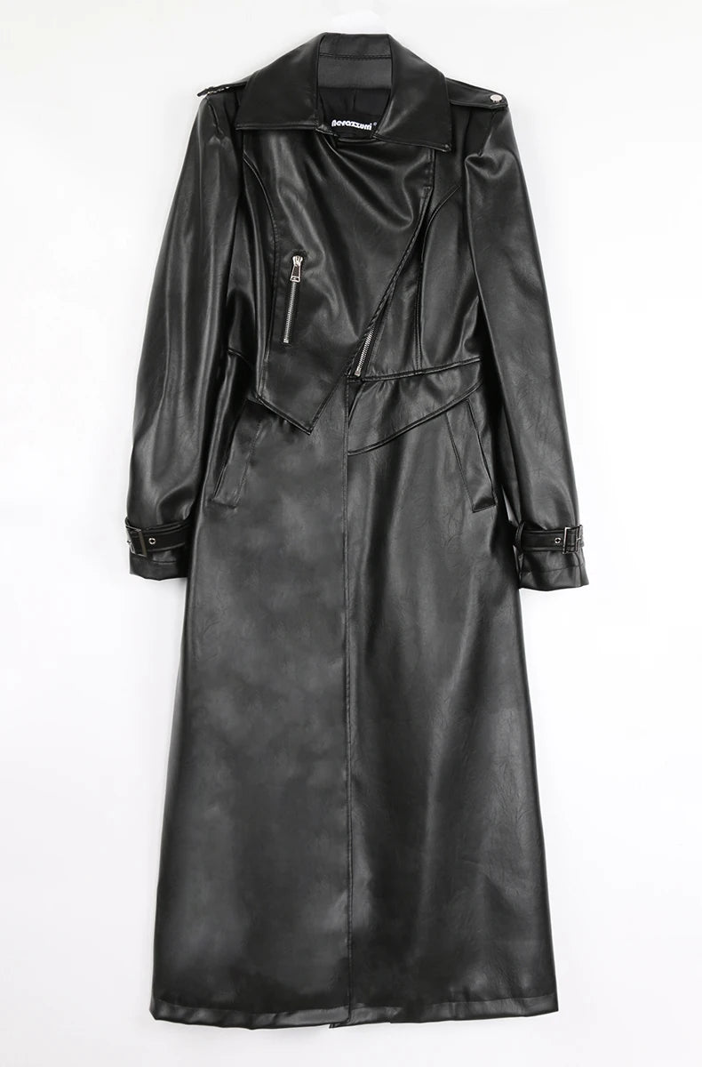 Nerazzurri Long White Leather Women's Coat, Catwalk Collection