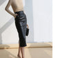 Nerazzurri High-Waist Faux Leather Fashion Skirt, Plus Sizes