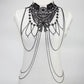 Dark Cross Black Lace  Body Chain, Layered Necklace