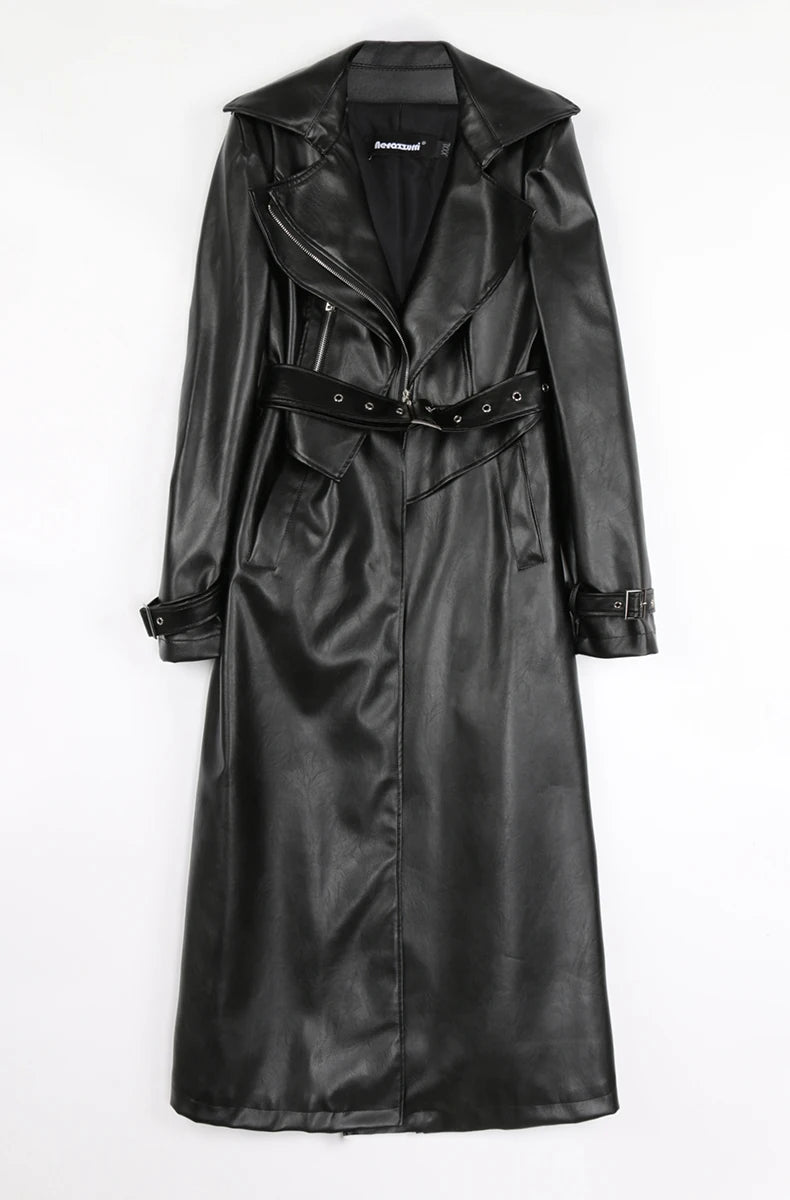 Nerazzurri Long White Leather Women's Coat, Catwalk Collection