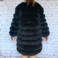 Avant Garde Ribbed Round-Neck Luxury Real Fox Fur Coat