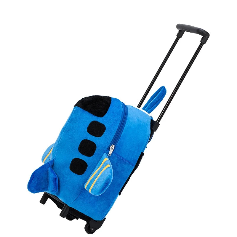 Airplane Design Kid's Rolling Backpack, Double-Use Travel Trolley