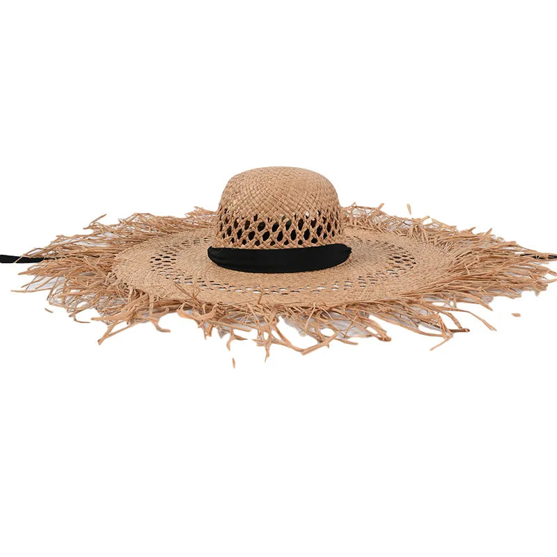 Women's Summer Raffia Hat, Wide Brimmed Sun Protection, Popping Colours