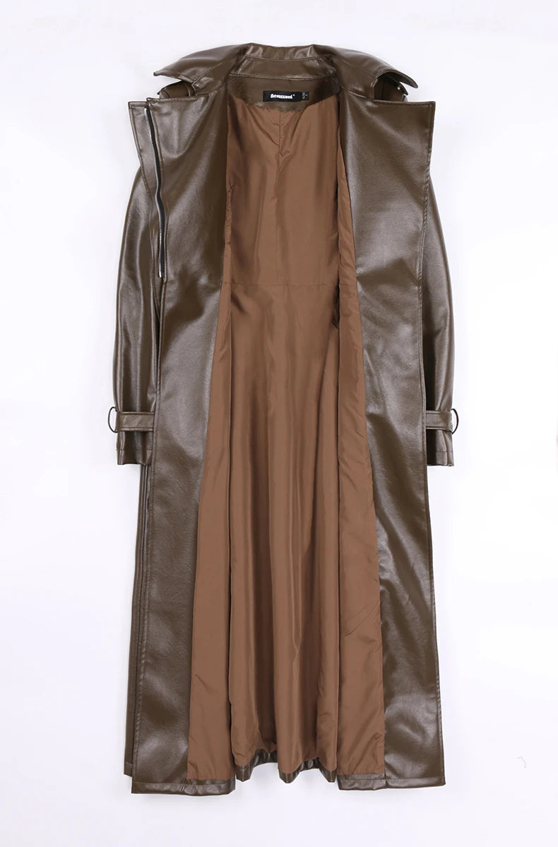 Nerazzurri Long White Leather Women's Coat, Catwalk Collection