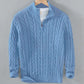 Vireous Classic Cable Knit Zip-Up Men’s Sweater