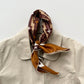 Retro Geometric Silk Square Scarf, 65cm Double-Sided Print Men's Neckerchief with Hand-Rolled Edges