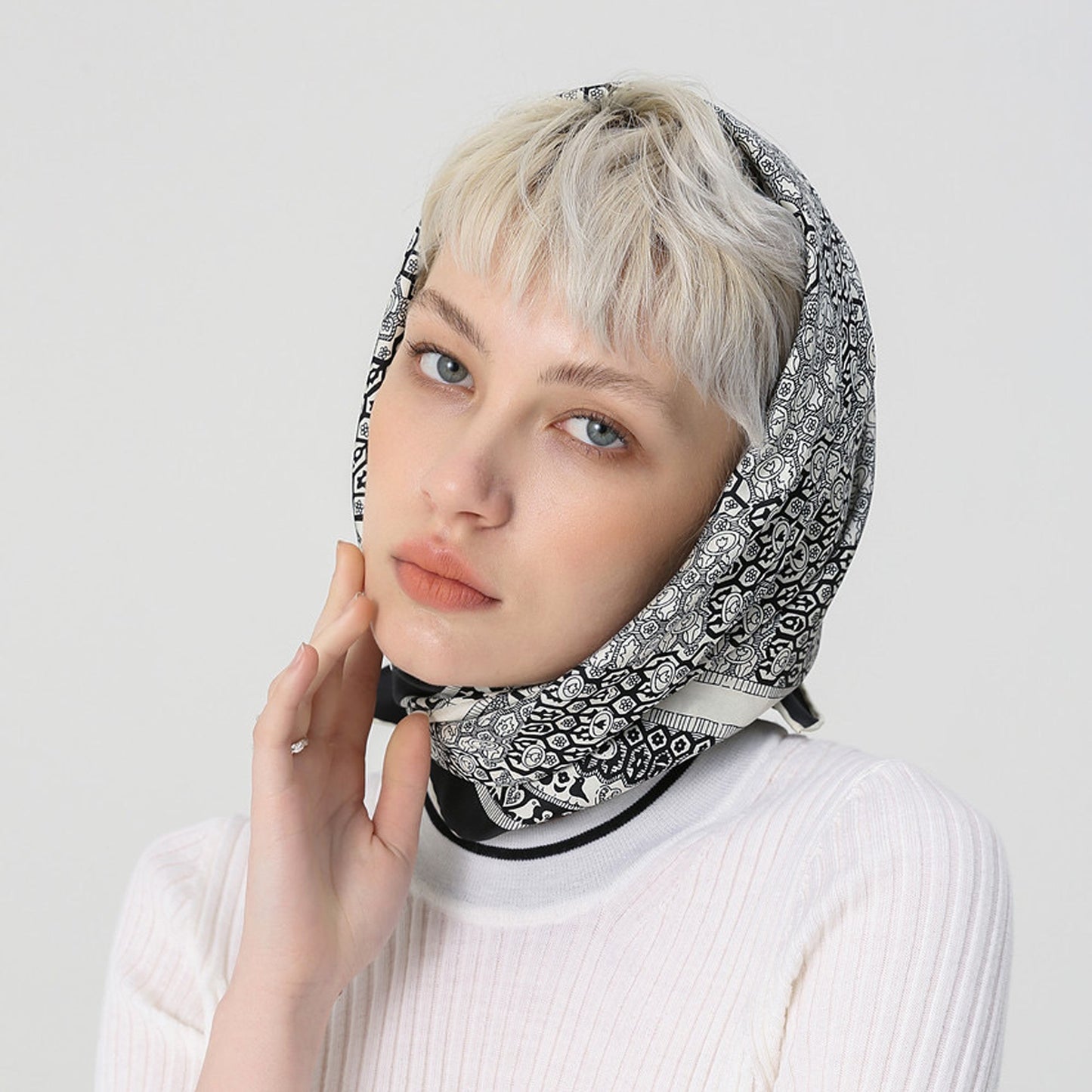 Heritage Grace Silk Scarf, 90cm Hand-Rolled Women's Head Scarf