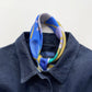 Blue Abstract Lotus Silk Square Scarf, 65cm Double-Sided Print Unisex Bandana Scarf with Hand-rolled Edges