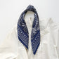 Navy Heritage Paisley Silk Scarf, 53cm Hand-Rolled Unisex Bandana