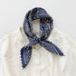 Navy Heritage Paisley Silk Scarf, 53cm Hand-Rolled Unisex Bandana