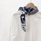 Women's 65cm Navy Patchwork Print Silk Square Scarf Bandana