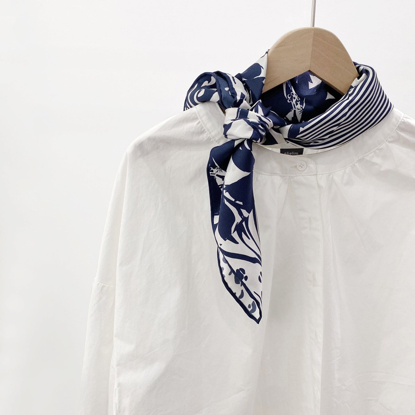 Women's 65cm Navy Patchwork Print Silk Square Scarf Bandana