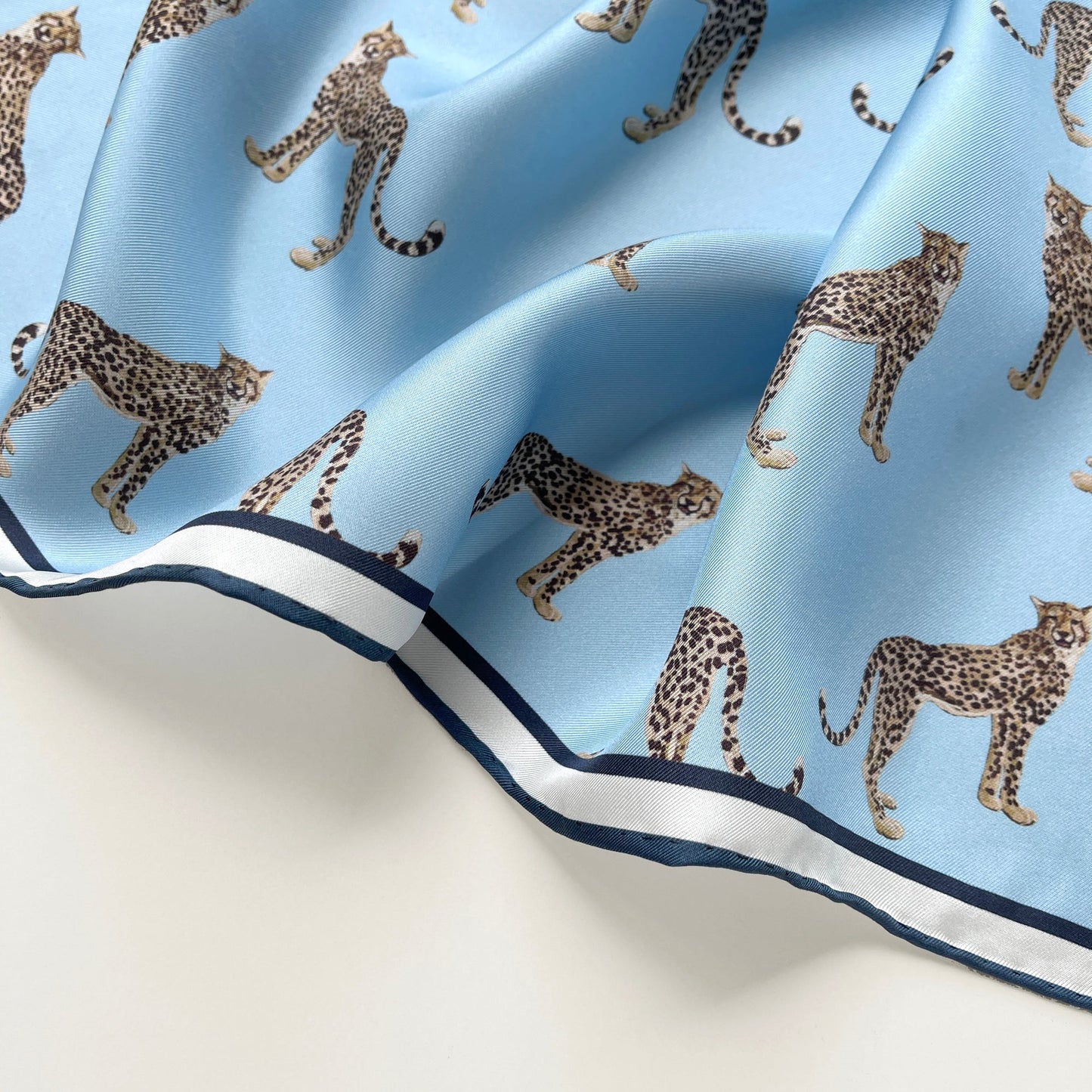 Leopard Chic Silk Scarf, Unisex 65cm Hand-Rolled Bandana Scarf