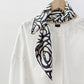 Charcoal Black Abstract Rose Silk Scarf, 65cm Women's Bandana Square with Hand-Rolled Edges