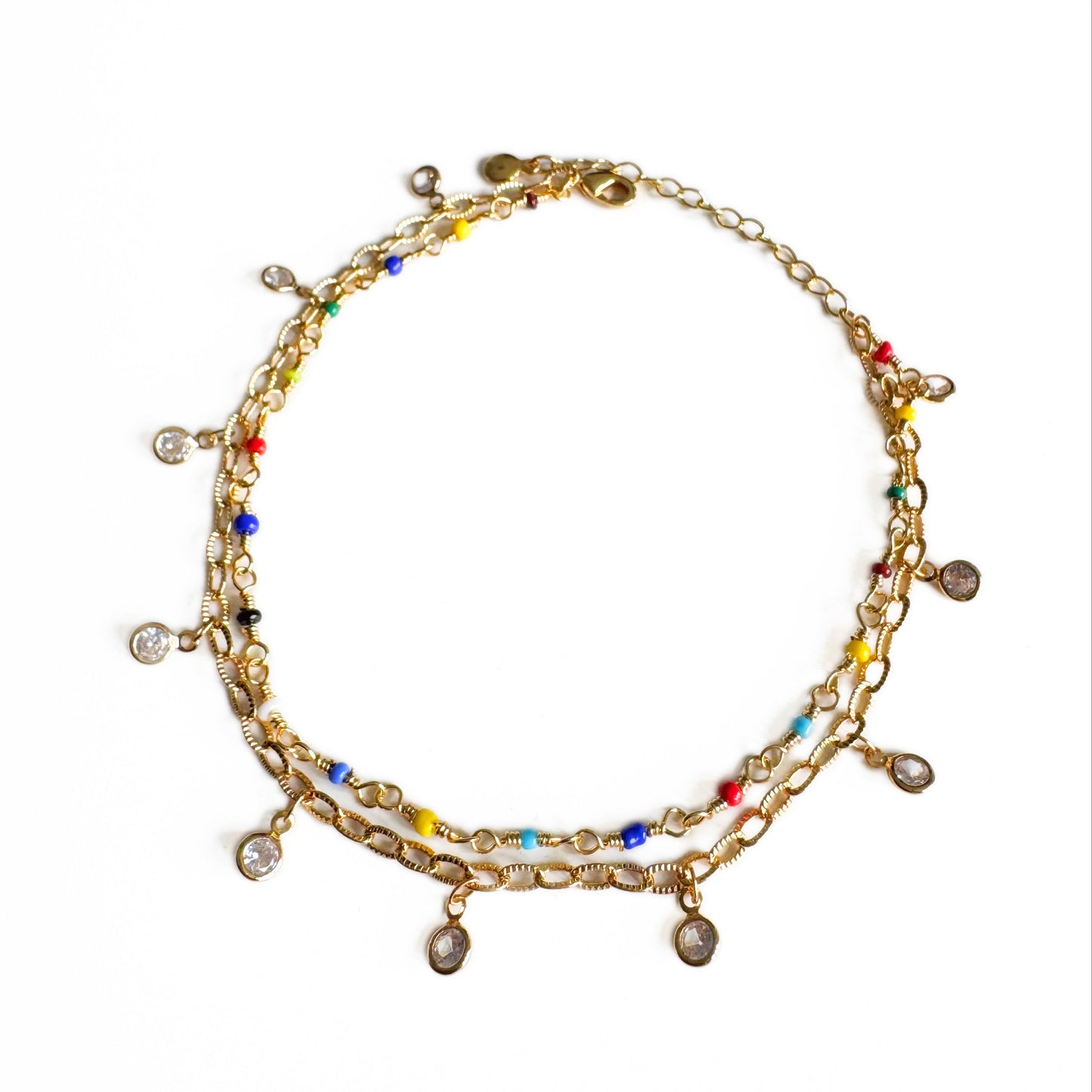 Summer Luxe 18K Gold-Plated Double-Layer Jewel Anklet
