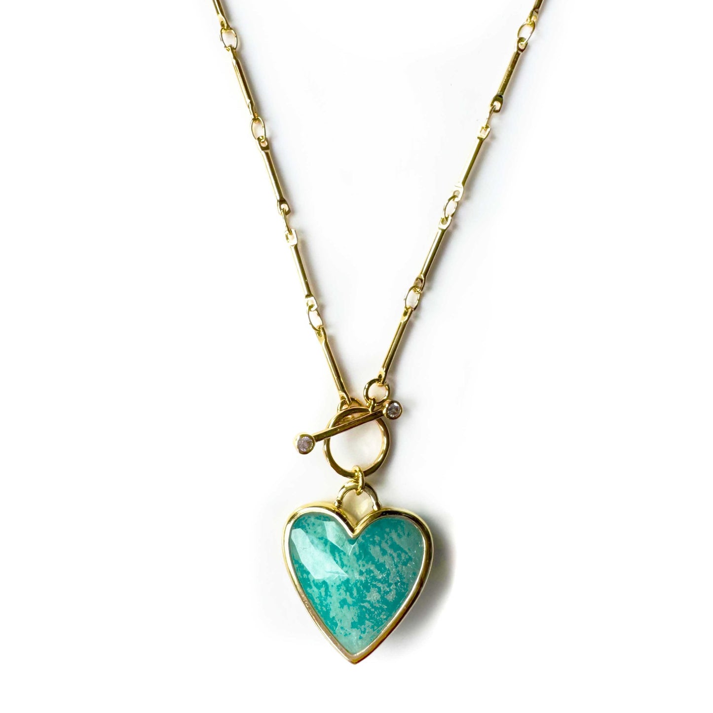 Sanora Luxe 18K Gold-Plated Turquoise T-Bar Heart Necklace
