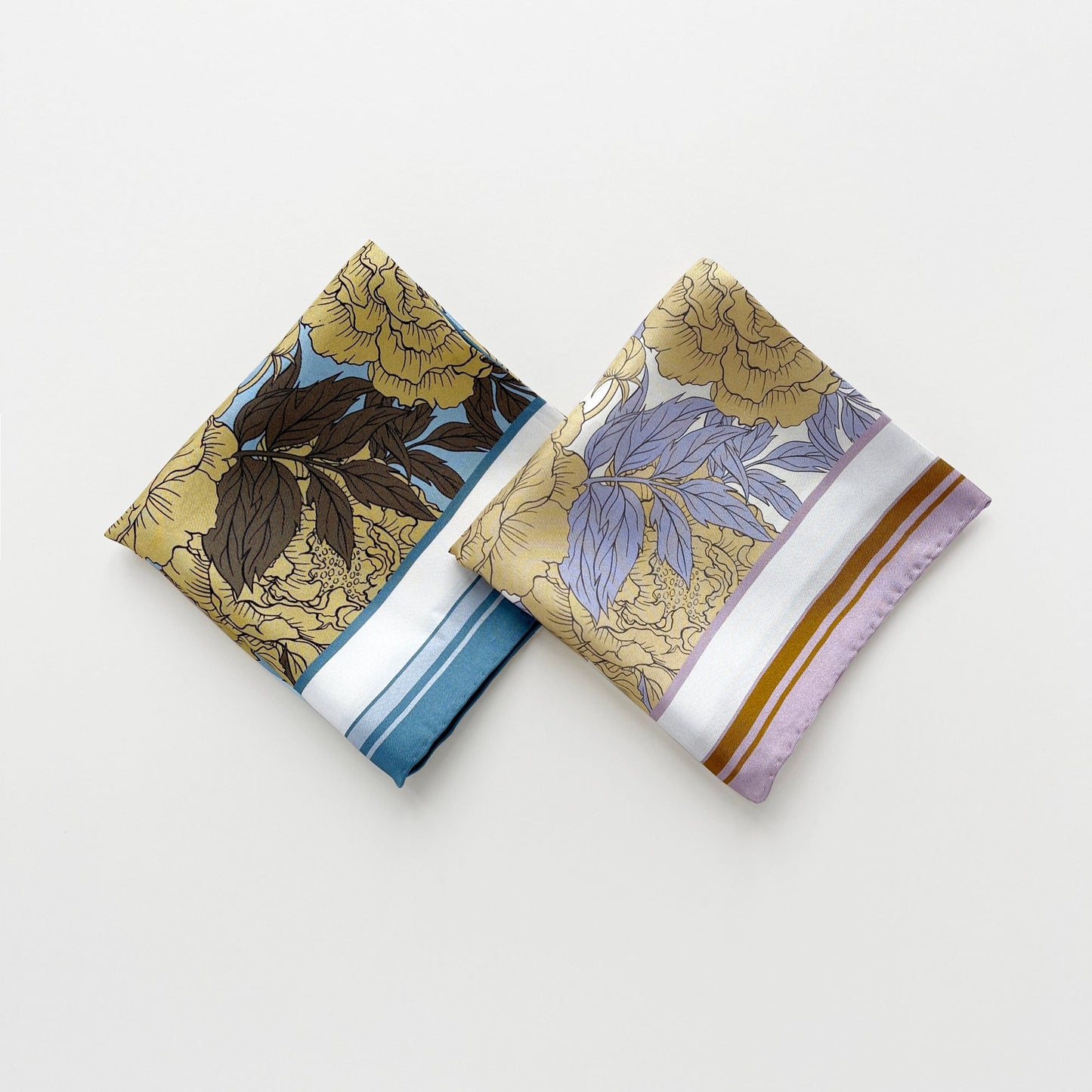Peony Bloom Silk Scarf, 65cm Hand-Rolled Bandana Scarf