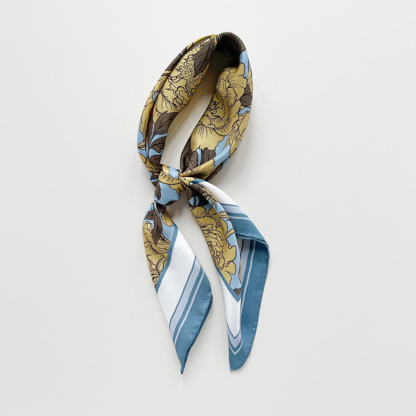 Peony Bloom Silk Scarf, 65cm Hand-Rolled Bandana Scarf