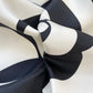 Black and White Camellia Love Silk Scarf, 90cm Hand-Rolled Women's Head Scarf