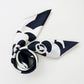 Black and White Camellia Love Silk Scarf, 90cm Hand-Rolled Women's Head Scarf
