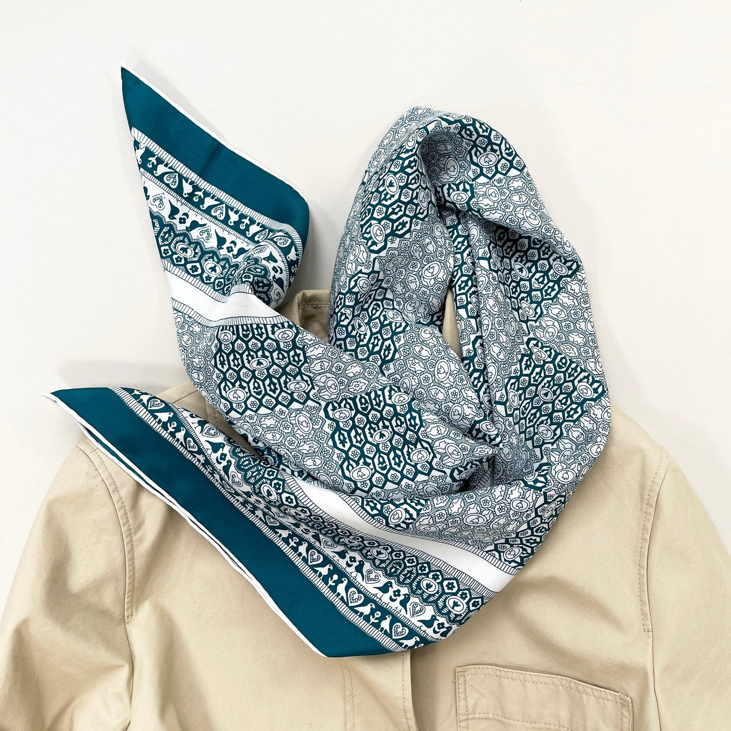 Heritage Grace Silk Scarf, 90cm Hand-Rolled Women's Head Scarf