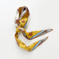 Yellow Floral Print Diamond Silk Scarf, 100% Silk Crêpe de Chine