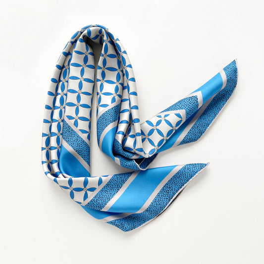 Geometric Petals Silk Scarf, 90cm Women's Head Scarf