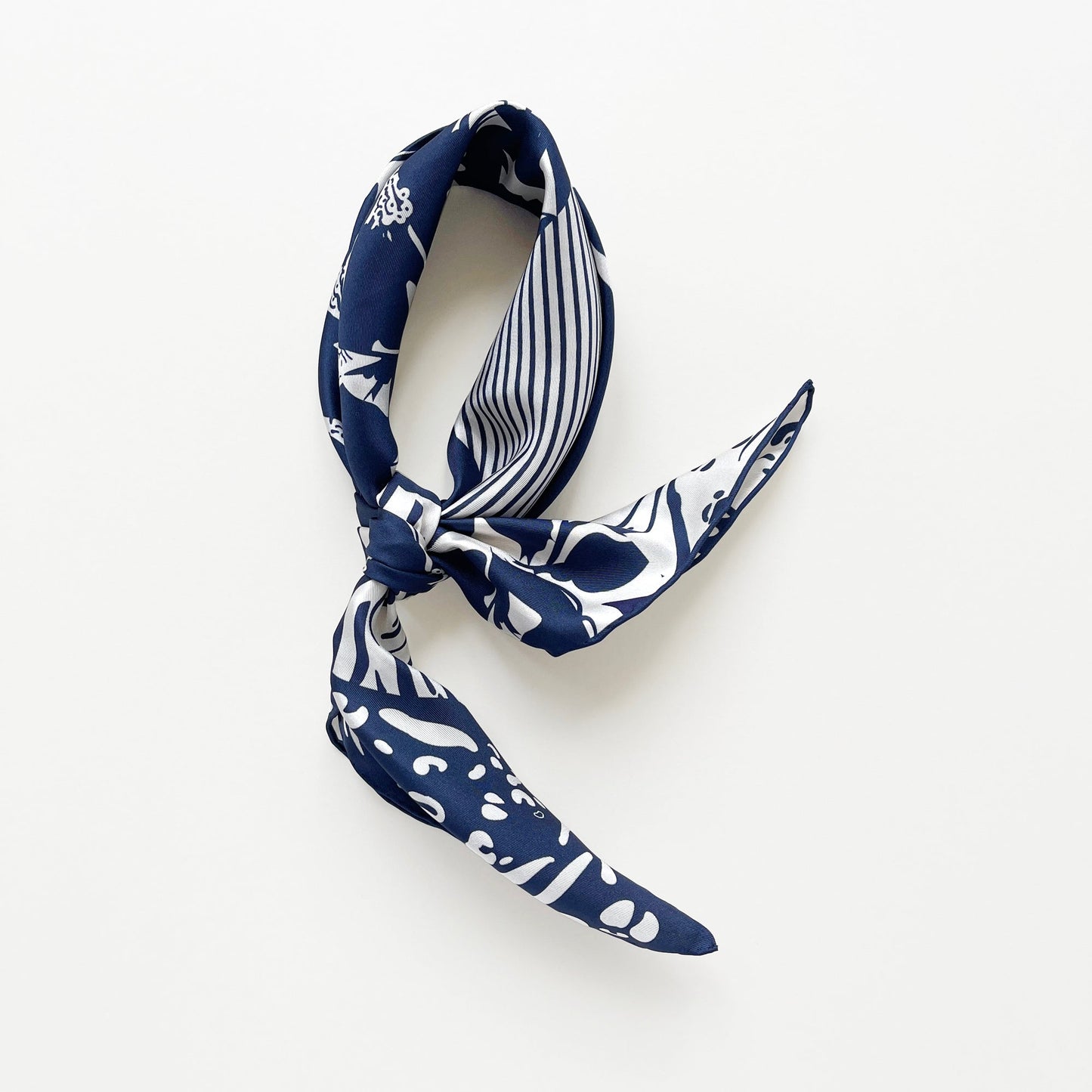 Women's 65cm Navy Patchwork Print Silk Square Scarf Bandana