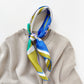 Blue Abstract Lotus Silk Square Scarf, 65cm Double-Sided Print Unisex Bandana Scarf with Hand-rolled Edges