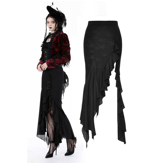 Dark In Love Izora Asymmetrical Goth Skirt﻿